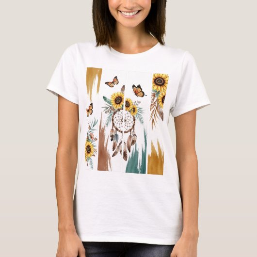 Boho Butterfly Feather Dreamcatcher T - Shirt | Ro (Vorderseite)