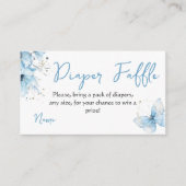Boho Butterfly Floral Blue Boy Baby Shower Diaper Begleitkarte (Vorderseite)