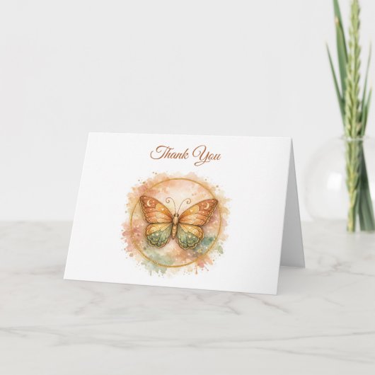 Boho Butterfly Funeral Thank You Card Dankeskarte (Vorderseite)