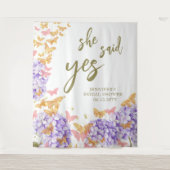 Boho Butterfly Garden Ja Brautparty Hintergrund Wandteppich (Vorderseite)