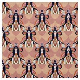 Boho Butterfly Goddess Retro Earth Tones Stoff