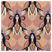 Boho Butterfly Goddess Retro Earth Tones Stoff (Nahaufnahme)