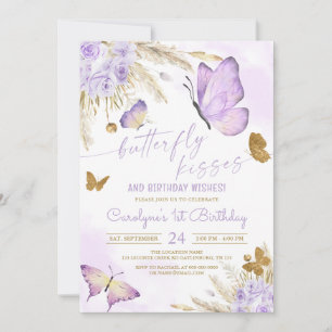 Boho Butterfly Kisses und Birthday Wünsche Einladung