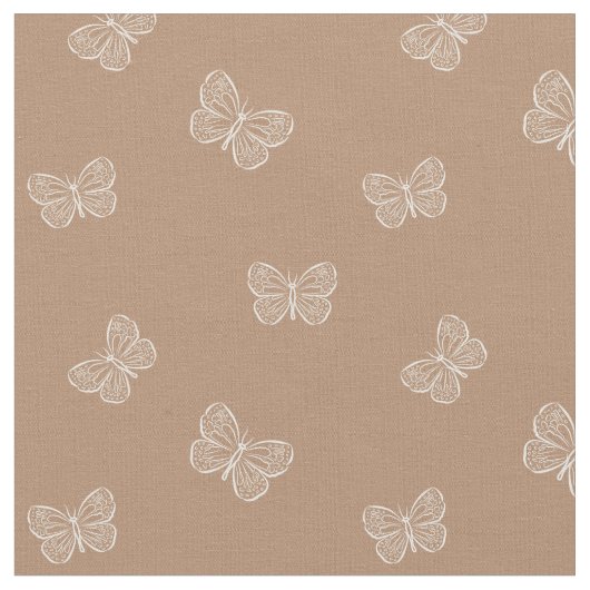 Boho Butterfly Modern Girly Spring Animal Brown Stoff (Nahaufnahme)