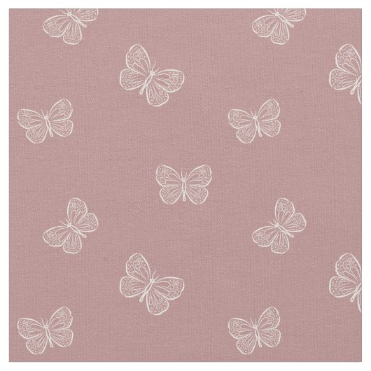 Boho Butterfly Modern Girly Spring Animal Mauve Stoff (Nahaufnahme)