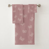 Boho Butterfly Pattern Neutral Modern Pink Mauve Badhandtuch Set (Insitu)