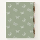 Boho Butterfly Pattern School Girl Name Sage Green Notizblock (Rückseite)