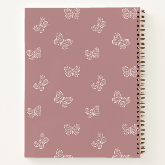 Boho Butterfly Pattern School Girls Name Mauve Notizblock (Rückseite)