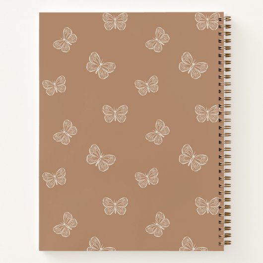 Boho Butterfly Pattern School Girls Name Tan Brown Notizblock (Rückseite)