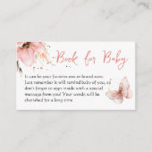 Boho Butterfly Pink Floral Book For Baby Shower Begleitkarte (Vorderseite)