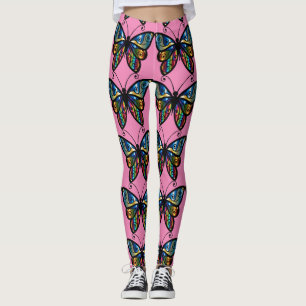 BOHO BUTTERFLY-SCHALTFLÄCHEN YOGA PANTS LEGGINGS