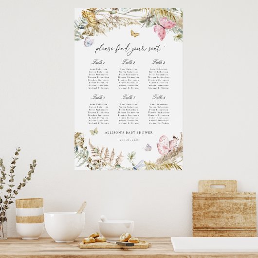Boho Butterfly Shower Seekarten Poster (Küche)