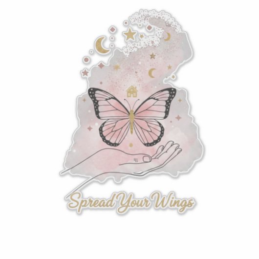 Boho Butterfly "Spread Your Wings" Sticker (Vorderseite)