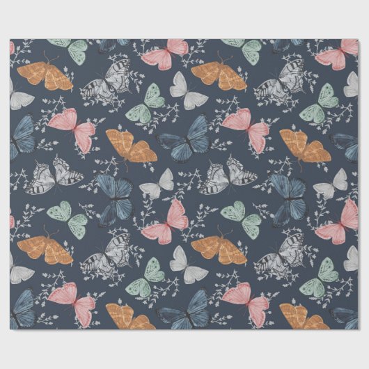 Boho Butterfly verzaubertes Wrapping Paper Geschenkpapier (Flach)