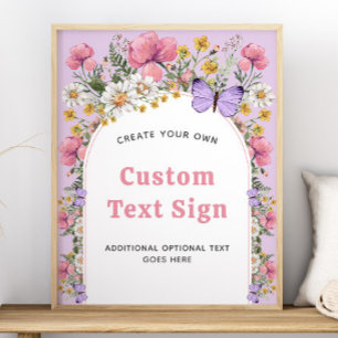 Boho Butterfly Wildblume Geburtstag 16x20 Zeichen Poster