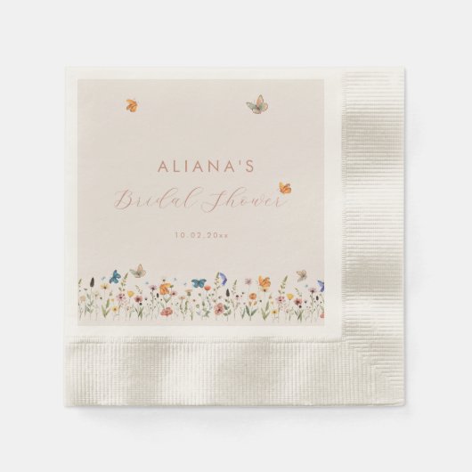 Boho Butterfly Wildblumen Brautparty Serviette (Vorderseite)