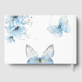 Boho Butterfly Wildflower Floral Blue Baby Shower Gästebuch (Rückseite)