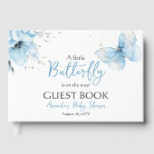 Boho Butterfly Wildflower Floral Blue Baby Shower Gästebuch (Vorderseite)