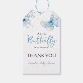 Boho Butterfly Wildflower Floral Blue Baby Shower Geschenkanhänger (Vorderseite)