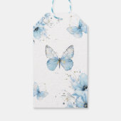 Boho Butterfly Wildflower Floral Blue Baby Shower Geschenkanhänger (Rückseite)