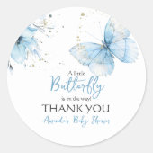 Boho Butterfly Wildflower Floral Blue Baby Shower Runder Aufkleber (Vorderseite)