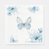 Boho Butterfly Wildflower Floral Blue Baby Shower Serviette (Vorderseite)