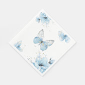 Boho Butterfly Wildflower Floral Blue Baby Shower Serviette (Ecke)