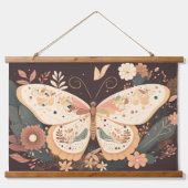 Boho Butterfly Wood Topped Wall Tapestry Wandteppich Mit Holzrahmen (Vorne)