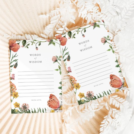 Boho Butterfly Words of Wisdom Baby Advice Card Hinweiskarte