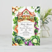 Boho Cabbage Farmer's Market Baby Shower Einladung (Stehend Vorderseite)