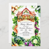 Boho Cabbage Farmer's Market Baby Shower Einladung (Vorne/Hinten)