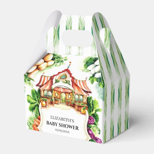 Boho Cabbage Farmer's Market Baby Shower Geschenkschachtel (Vorderseite)