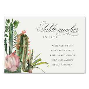 Boho Cacti Foliage Wedding Seating Chart Tischnummer