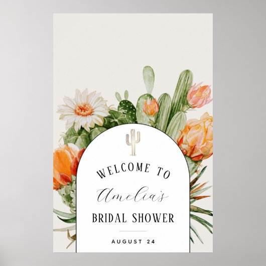 Boho Cactus Arch Brautparty Welcome Foam Board Poster (Vorne)