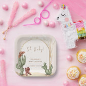 Boho Cactus Arch Desert Cowboy Baby Shower Pappteller (Party)