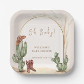 Boho Cactus Arch Desert Cowboy Baby Shower Pappteller (Vorderseite)