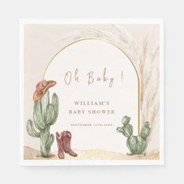 Boho Cactus Arch Desert Cowboy Baby Shower Serviette