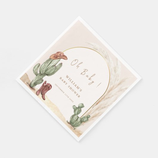 Boho Cactus Arch Desert Cowboy Baby Shower Serviette (Ecke)