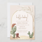 Boho Cactus Arch Desert Cowboy Hello Baby Dusche Einladung (Vorderseite)