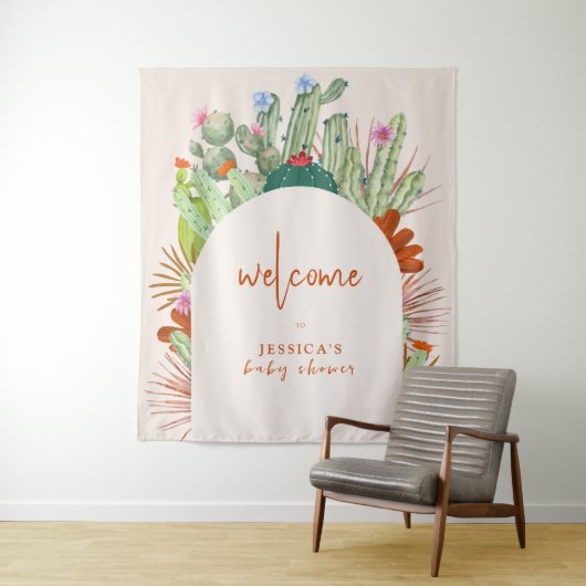 Boho Cactus Arch Desert Pampas Baby Dusche Willkom Wandteppich (Beispiel)