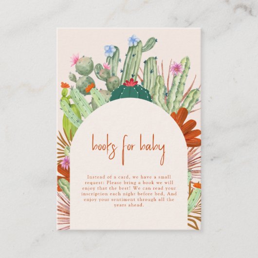 Boho Cactus Arch Desert Pampas Books Baby Shower Begleitkarte (Vorderseite)