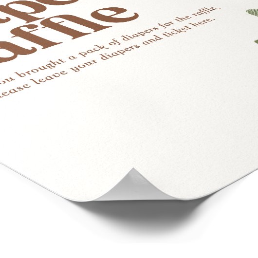 Boho Cactus Baby Duwer Windelwanners Raffle-Zeiche Poster (Ecke)