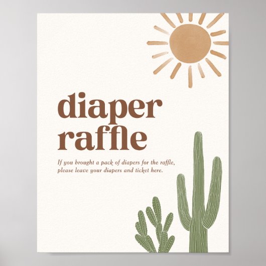 Boho Cactus Baby Duwer Windelwanners Raffle-Zeiche Poster (Vorne)
