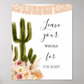 Boho Cactus Baby Duwer wünscht Babysignatur Poster (Vorne)