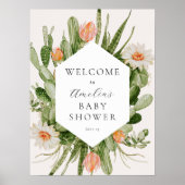 Boho Cactus Baby Shower Begrüßungszeichen Poster (Vorne)