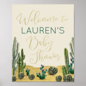 Boho Cactus Baby Shower Begrüßungszeichen Poster (Vorne)