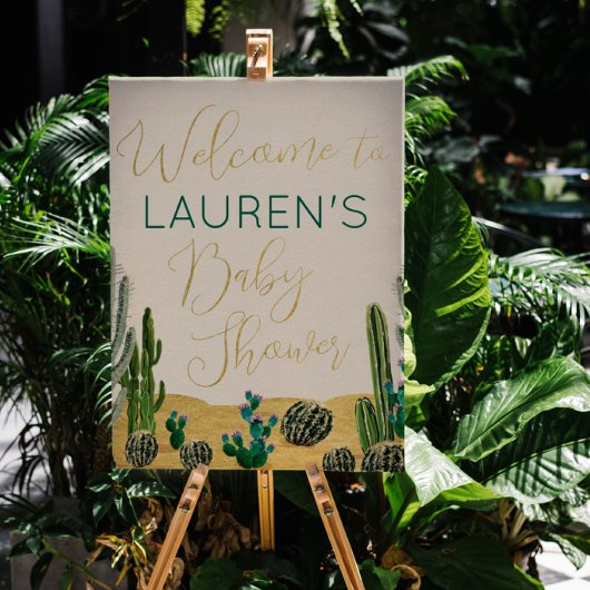 Boho Cactus Baby Shower Begrüßungszeichen Poster