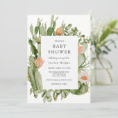 Boho Cactus Baby Shower Einladung (Stehend Vorderseite)