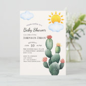 Boho Cactus Baby Shower Einladung (Stehend Vorderseite)