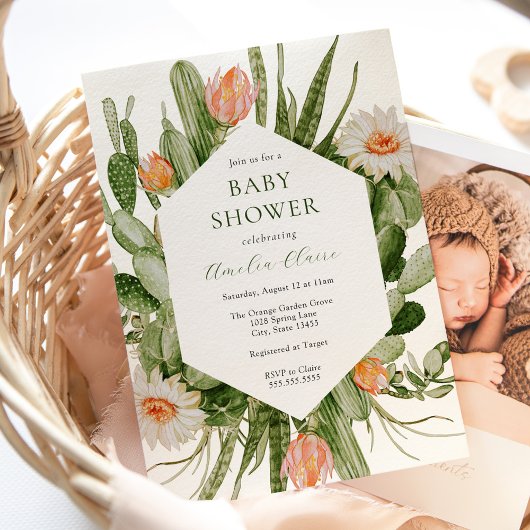 Boho Cactus Baby Shower Einladung